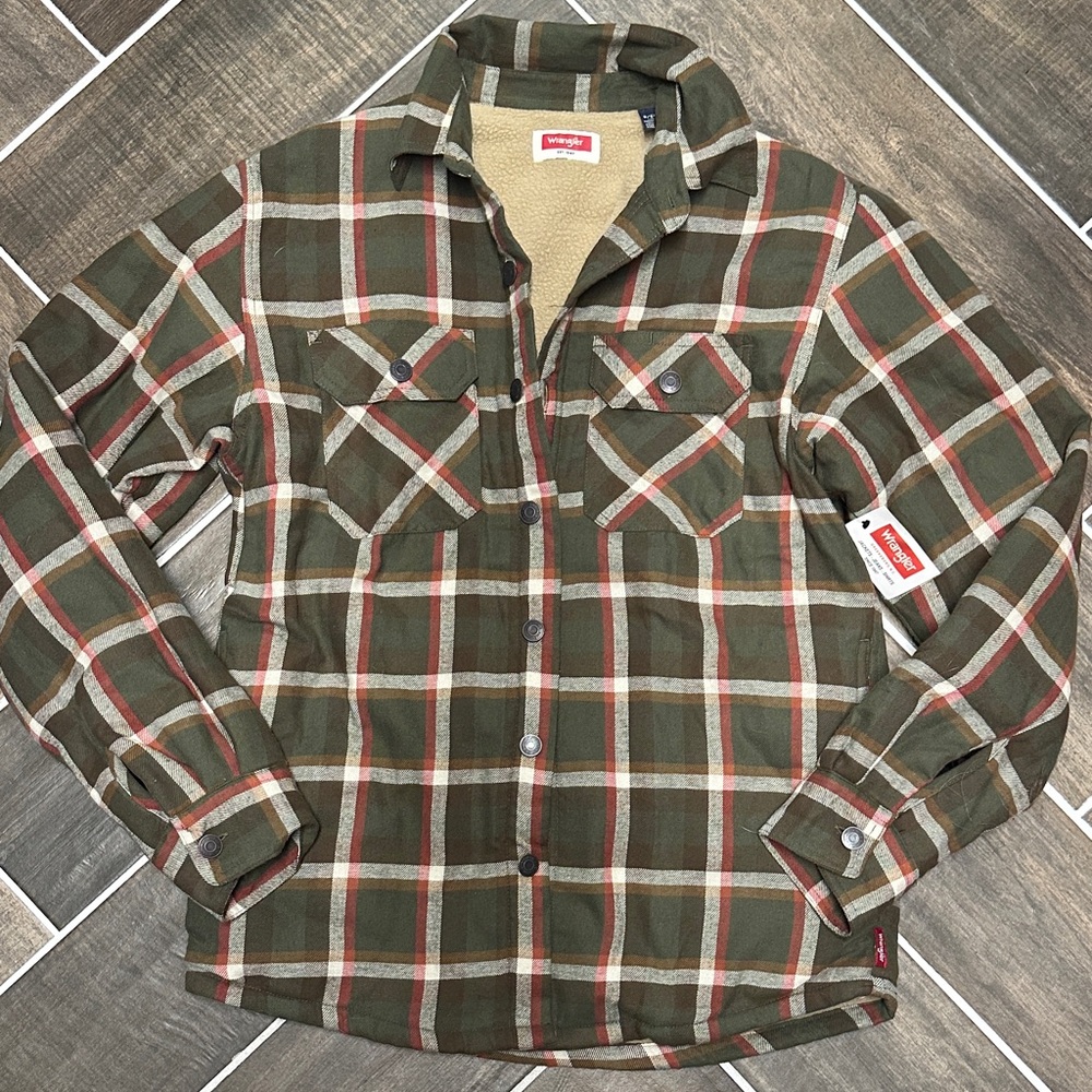 Wrangler Quilted Olive Plaid Shirt/jacket